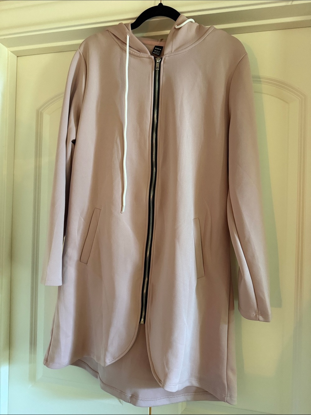 SHEIN Light Blush Hooded Zip-Front Utility Jacket